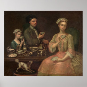 Eine Drei-Familien-Familie im Tea, c.1727 Poster