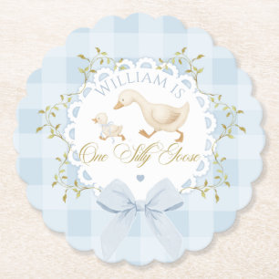 Eine dumme Gans Blau Goingham Whimsical Geburtstag Untersetzer