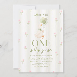 Eine dumme Gans Floral 1. Geburtstag Einladung