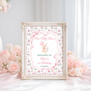 Eine dumme Gans Floral 1. Geburtstagsbegrüßung Poster