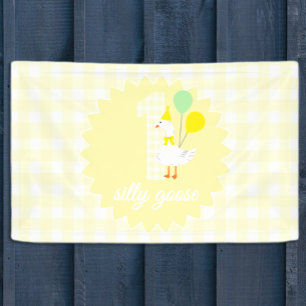 Eine dumme Gans Gingham 1. Geburtstag Banner