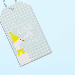 Eine dumme Gans Gingham 1. Geburtstag Geschenkanhänger