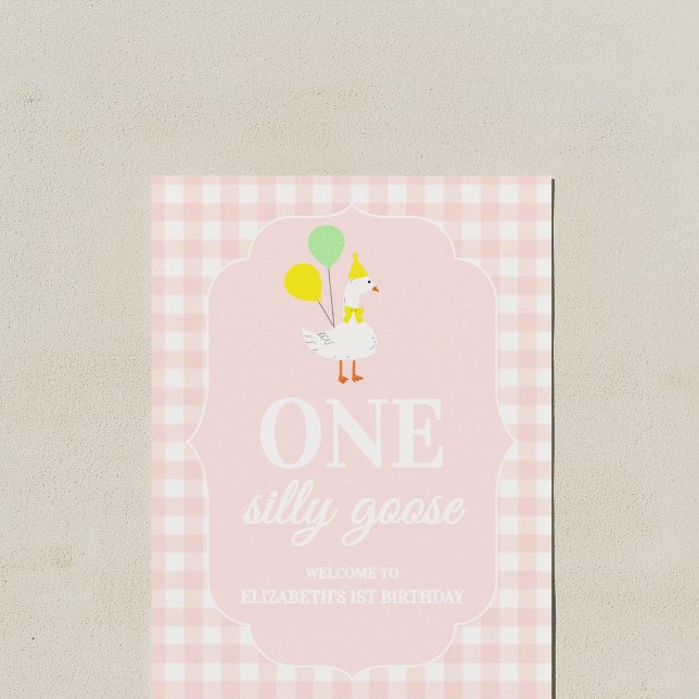 Eine dumme Gans Gingham 1. Geburtstag Poster (Von Creator hochgeladen)