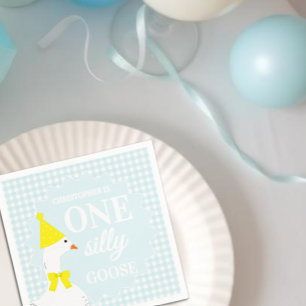 Eine dumme Gans Gingham 1. Geburtstag Serviette