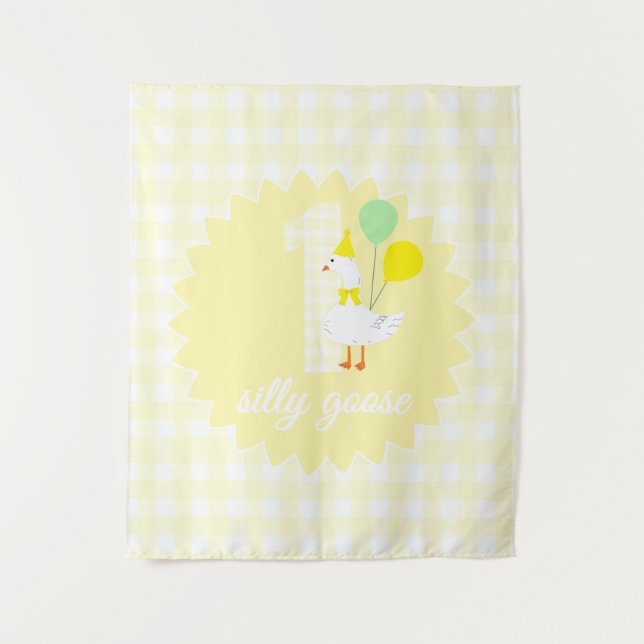 Eine dumme Gans Gingham 1. Geburtstag Wandteppich (Vorderseite)