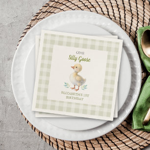 Eine dumme Gans grün kariert Baby erster Geburtsta Serviette