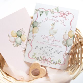 Eine dumme Gans Pink Mädchen 1. Geburtstag Einladung