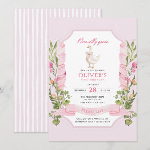 Eine dumme Gans Rosa 1. Geburtstag Einladung