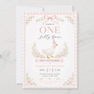 Eine dumme Gans rosa floral 1. Geburtstag Einladung