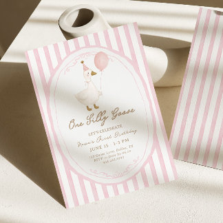 Eine dumme Gans Rosa Mädchen 1. Geburtstag Einladung