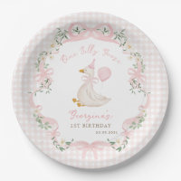 Eine dumme Gans rosa Schleife Gingham 1. Geburtsta