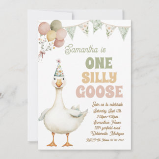 Eine dumme Gans Sage Green Mädchen 1. Geburtstag Einladung