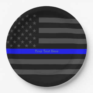 Eine dünne blaue Linie US-Flagge Ihr eigenes Pappteller