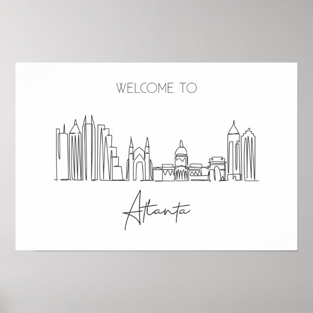 Eine durchgehende Linie Zeichne Atlanta Skyline Poster (Vorne)
