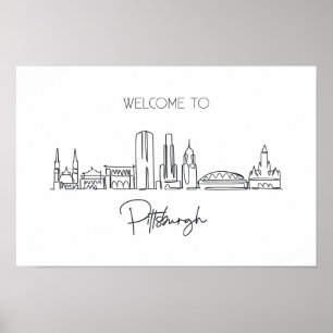 Eine durchgehende Linie Zeichne Pittsburgh Skyline Poster