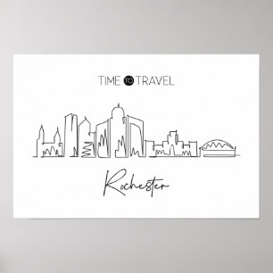 Eine durchgehende Linie Zeichne Rochester Skyline Poster
