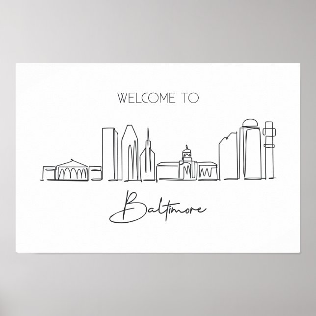 Eine durchgehende Linie Zeichnend Baltimore Skylin Poster (Vorne)