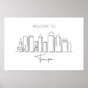 Eine durchgehende Linie Zeichnend Tampa Skyline Poster
