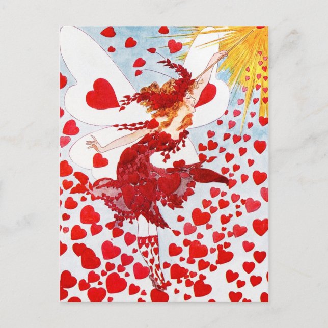 Eine Dusche von Roten Herzen von der Walentinische Feiertagspostkarte (Vorderseite)