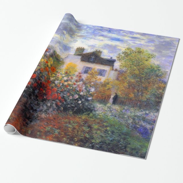 Eine Ecke des Gartens mit Dahlias Claude Monet Geschenkpapier (Ungerollt)