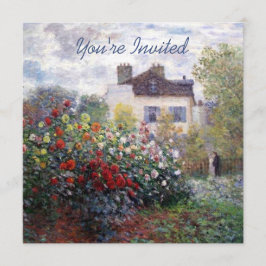 Eine Ecke des Gartens mit Dahlie-Haus-Erwärmung Einladung