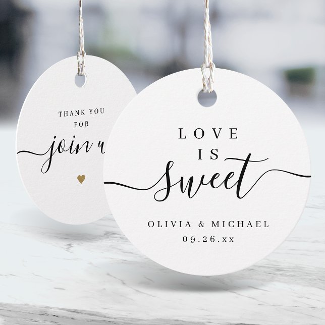 Eine einfache, elegante Script-Liebe ist eine Hoch Geschenkanhänger (Simple elegant script love is sweet wedding favor tags)