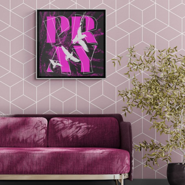Eine einfache Erinnerung PRAY Christlicher Glaube Poster (PRAY on the wall hits different. Big color, big attitude, big energy.)