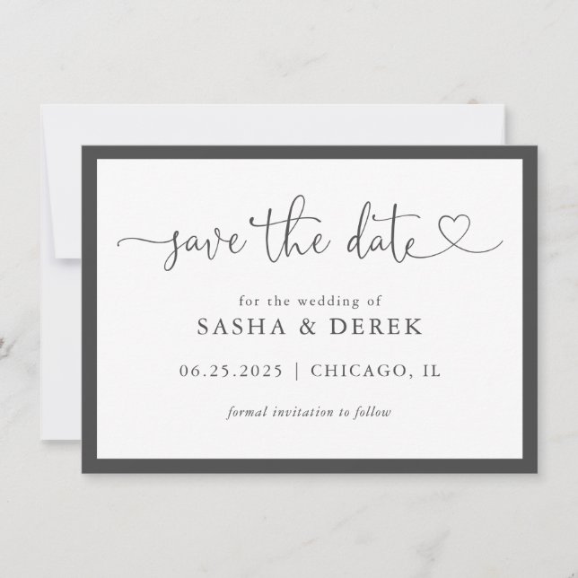 Eine einfache moderne Hochzeit spart das Datum der Save The Date (Vorderseite)