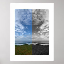 Eine einsame Bank Reflexionsfotografie Poster