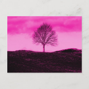 Eine einsame Silhouette heiß rosa Landschaft Postkarte
