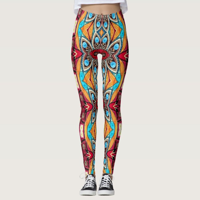 Eine einzigartige farbenfrohe "Ratti_Creative_Arts Leggings (Vorderseite)