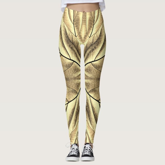 Eine einzigartige Holzstruktur "Ratti_Creative_Art Leggings (Vorderseite)