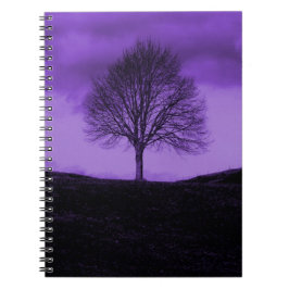 Eine einzige Baum-Silhouette-lila Natur-Landschaft Notizblock
