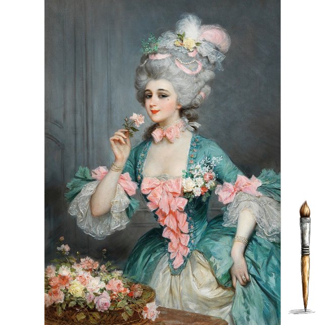 Eine elegante Dame mit Rose von Lucius Rossi Seidenpapier (Von Creator hochgeladen)