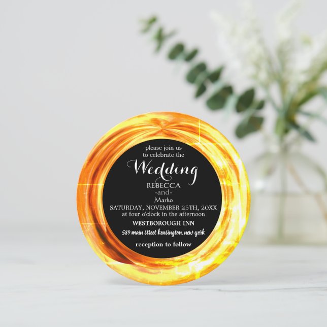 Eine elegante Goldring-Einladung Einladung (Stehend Vorderseite)