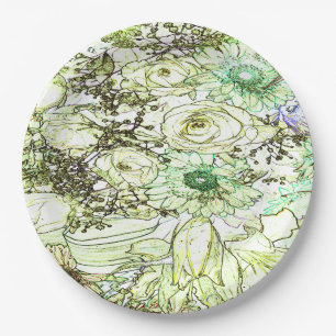 Eine elegante grüne Farbe klassisches Designpapier Pappteller