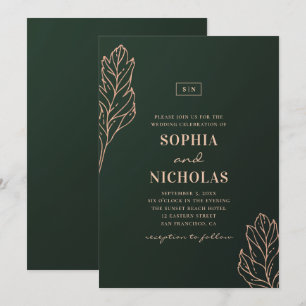 Eine elegante Hochzeit in Grün und Gold. Emerald b Einladung