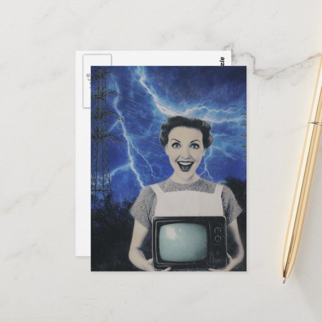 Eine elektrisierende Frau im Retro Postkarte (Vorderseite/Rückseite Beispiel)