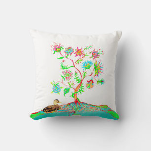 Eine Ente und ein Baum Kissen