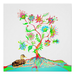 Eine Ente und ein Baum Poster