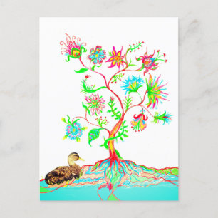 Eine Ente und ein Baum Postkarte