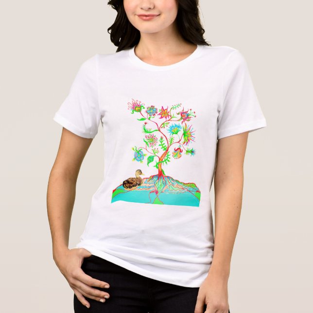 Eine Ente und ein Baum Tri-Blend Shirt (Vorderseite)