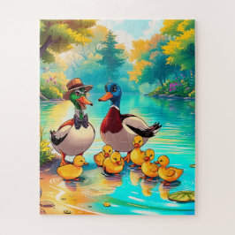 Eine Entenfamilie, die Kinder ausreist Puzzle