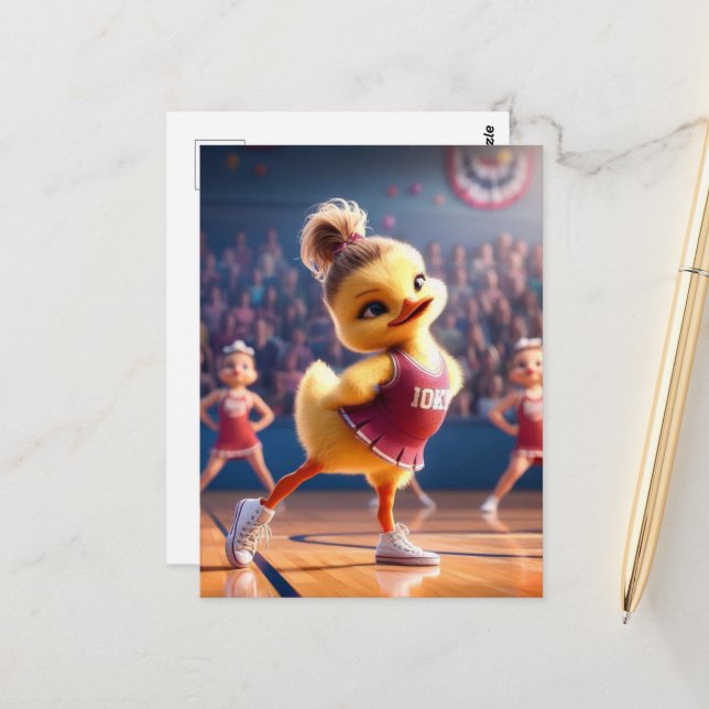 Eine entzückende Cheerleader-Ente Postkarte (Vorderseite/Rückseite Beispiel)