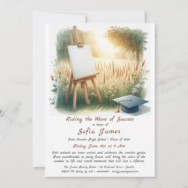 Eine Erfolgswelle - Ein farbenfroher Abschluss Einladung (Vorderseite)