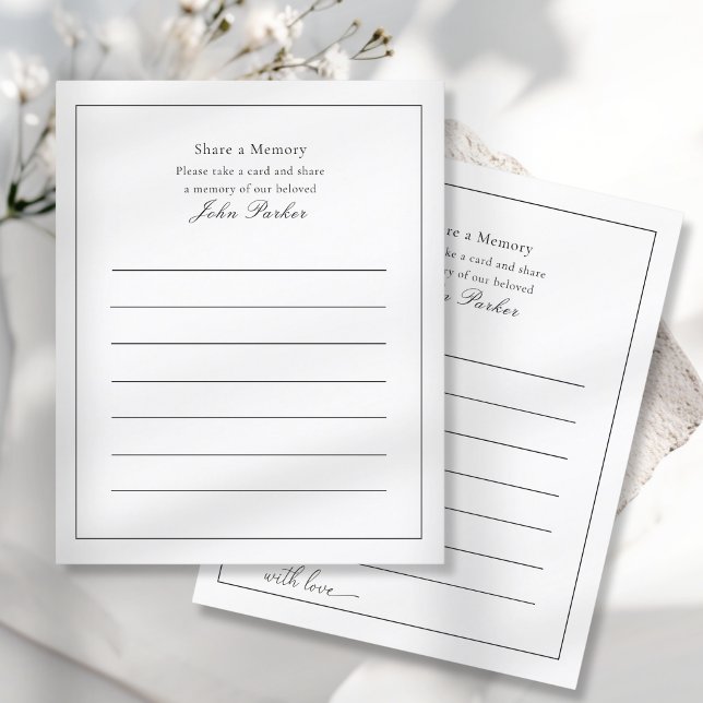Eine Erinnerung teilen - Trauerfeier Teilnahme (Share a Memory - Funeral Service Attendance Cards)
