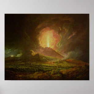 Eine Eruption von Vesuv, gesehen von Portici Poster