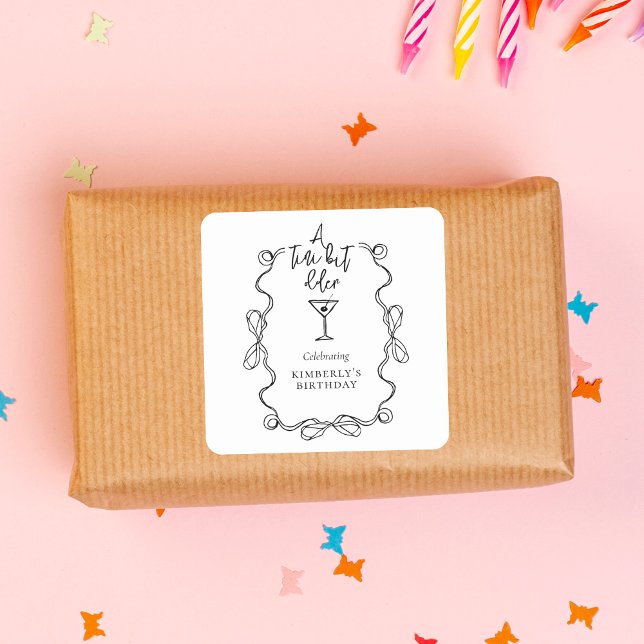 Eine etwas ältere Black Wavy Border Birthday Party Quadratischer Aufkleber (Von Creator hochgeladen)