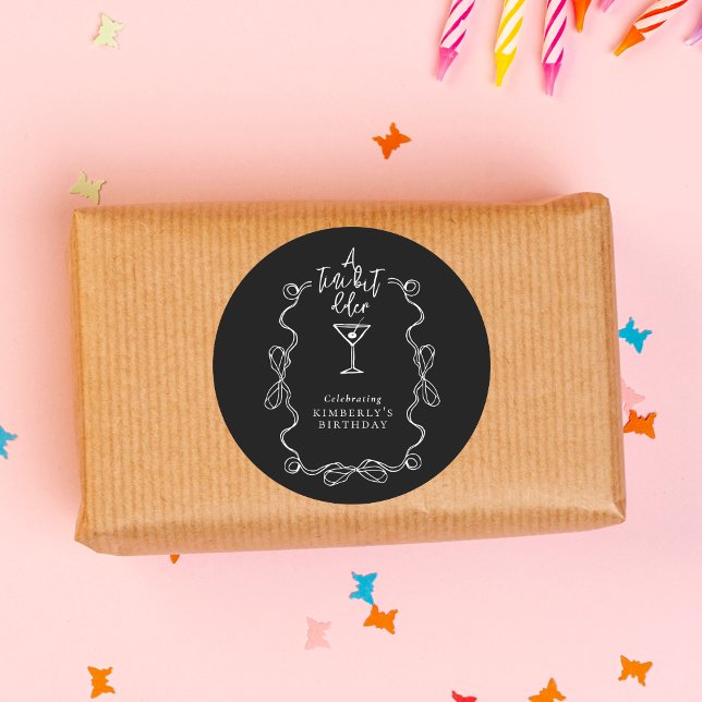 Eine etwas ältere Martini Black Birthday Party Runder Aufkleber (Von Creator hochgeladen)