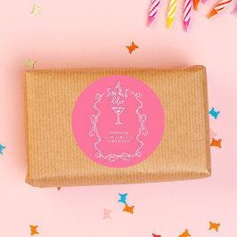 Eine etwas ältere Martini Pink-Geburtstagsparty Runder Aufkleber